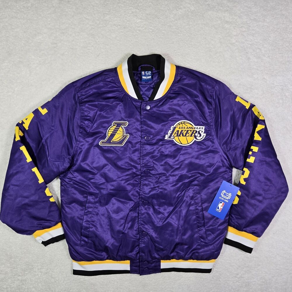 Ultra Game Los Angeles Lakers Mens Medium Varsity Bomber Lightweight Jacket M